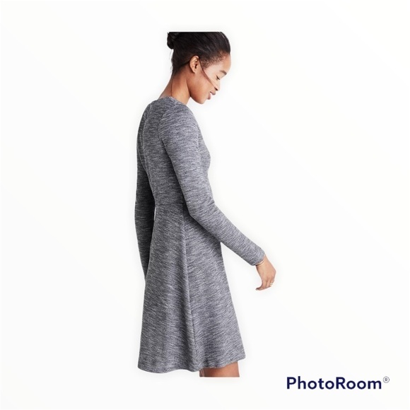 MADEWELL Heather Gray Bridgewalk V Neck Long Sleeve Knee Length Dress Size 4 - Picture 3 of 7